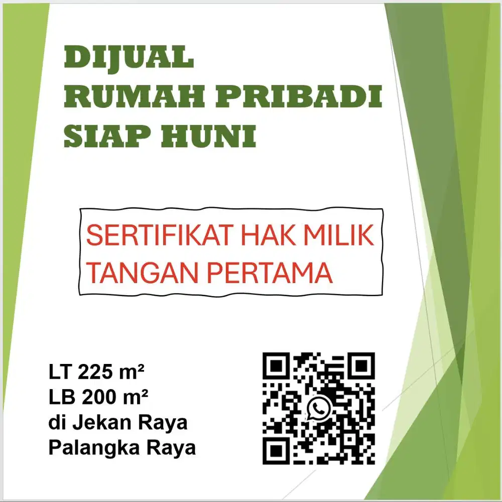 Rumah Siap Huni Jekan Raya, Palangka Raya, SHM, LT 225 m², LB 200 m²
