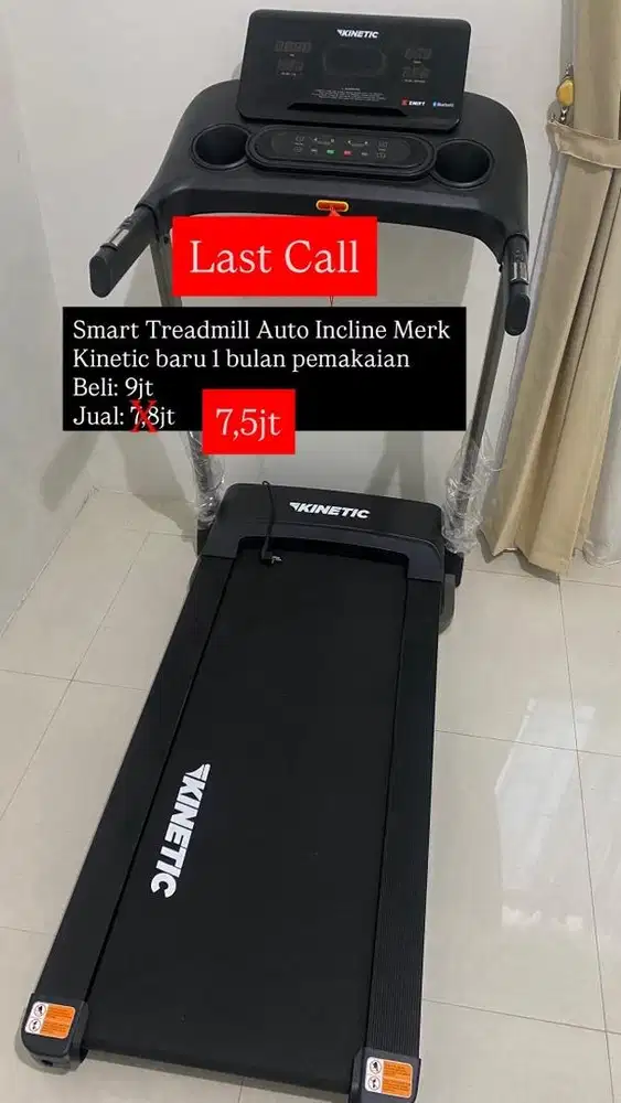 Smart Treadmill Auto Incline Merk Kinetic baru 1 bulan pemakaian