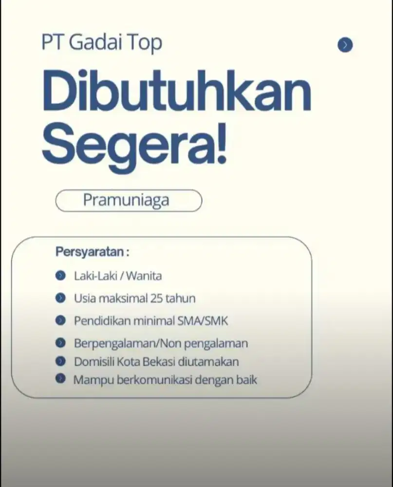 Lowongan pekerjaan Gadai Top Indonesia