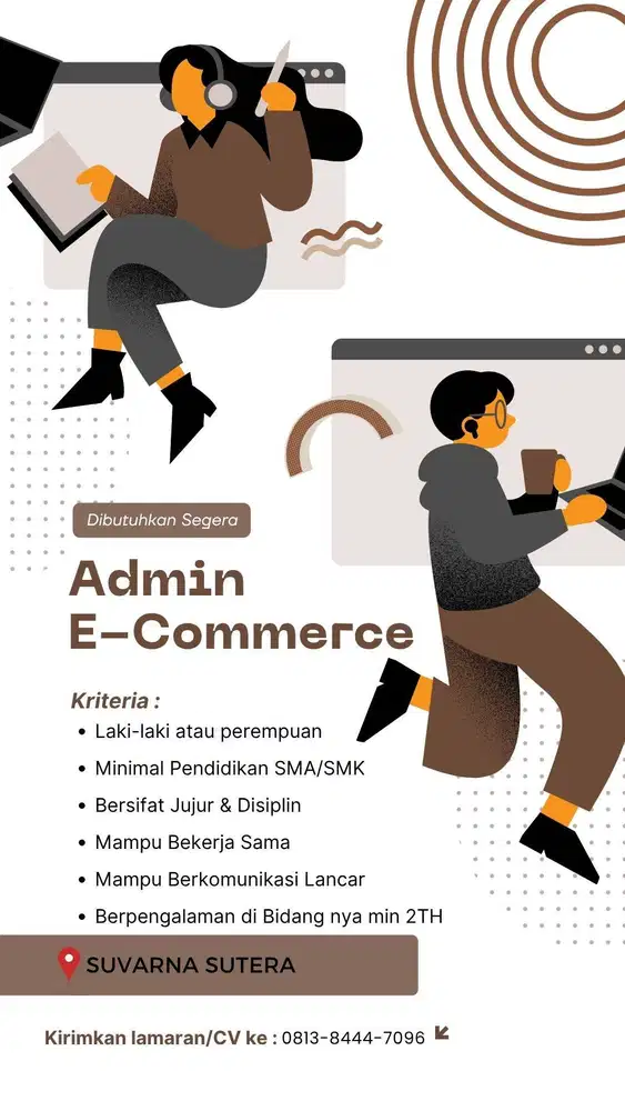 Lowongan staff admin e-commerce & lowongan content creator