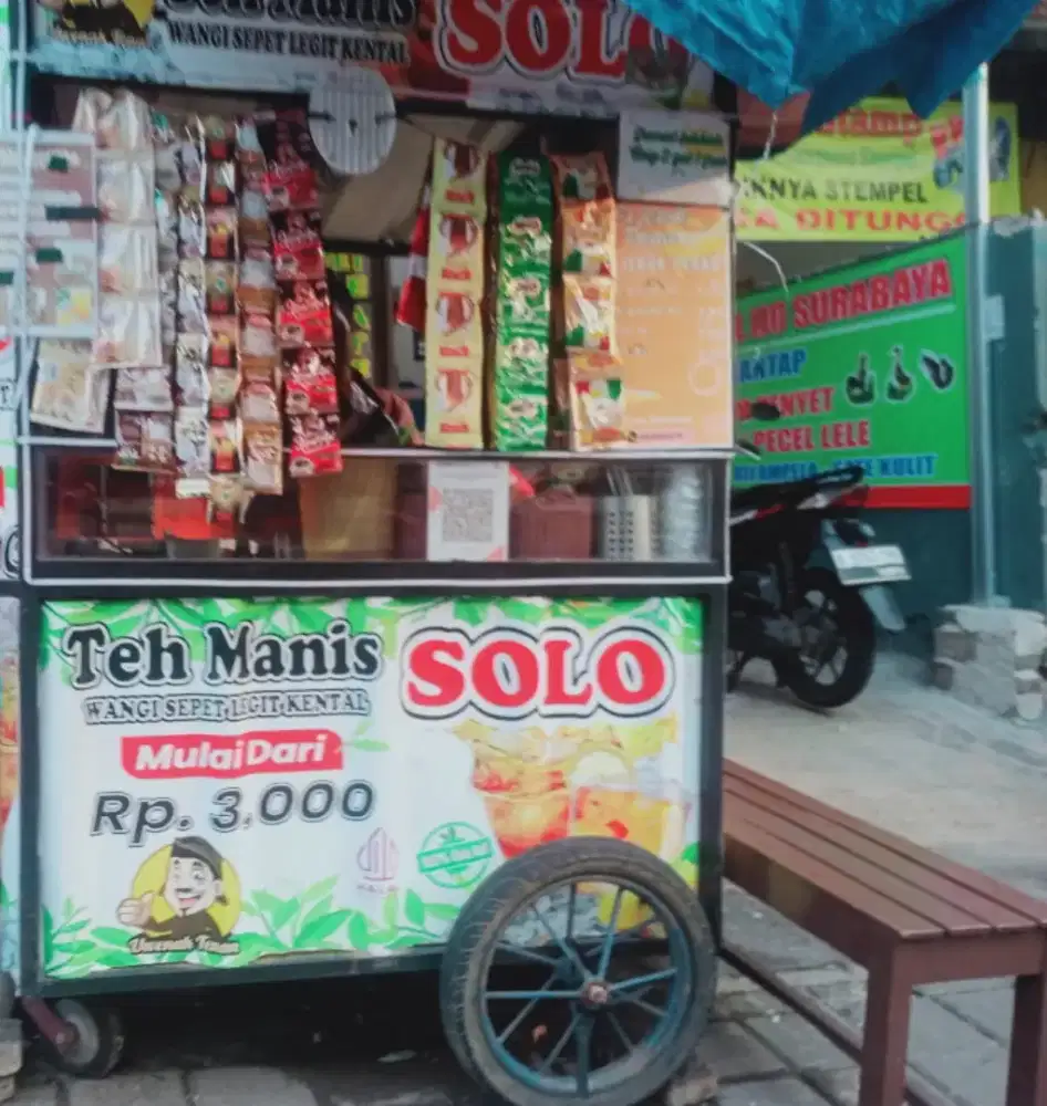 Etalase, teh solo, gerobak teh solo, preloved