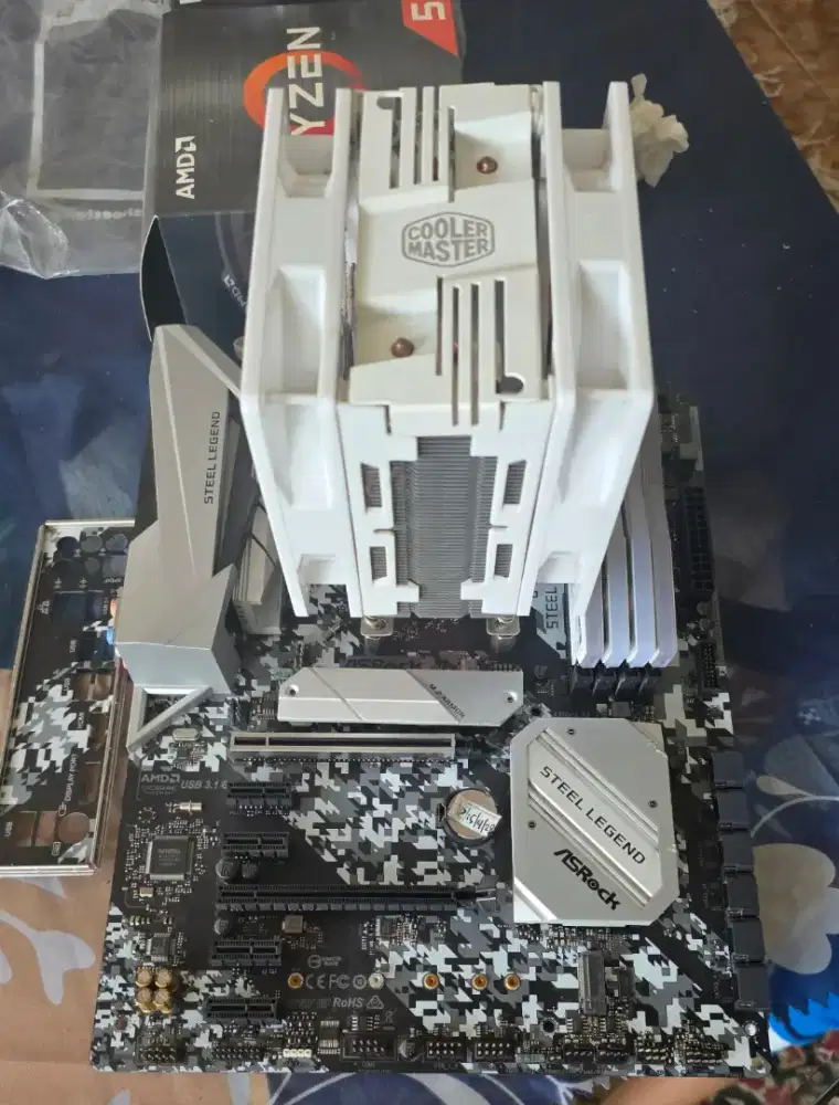 Set CPU Mobo RAM Steel Legend B450 Ryzen 5 5600X RAM DDR4 32GB