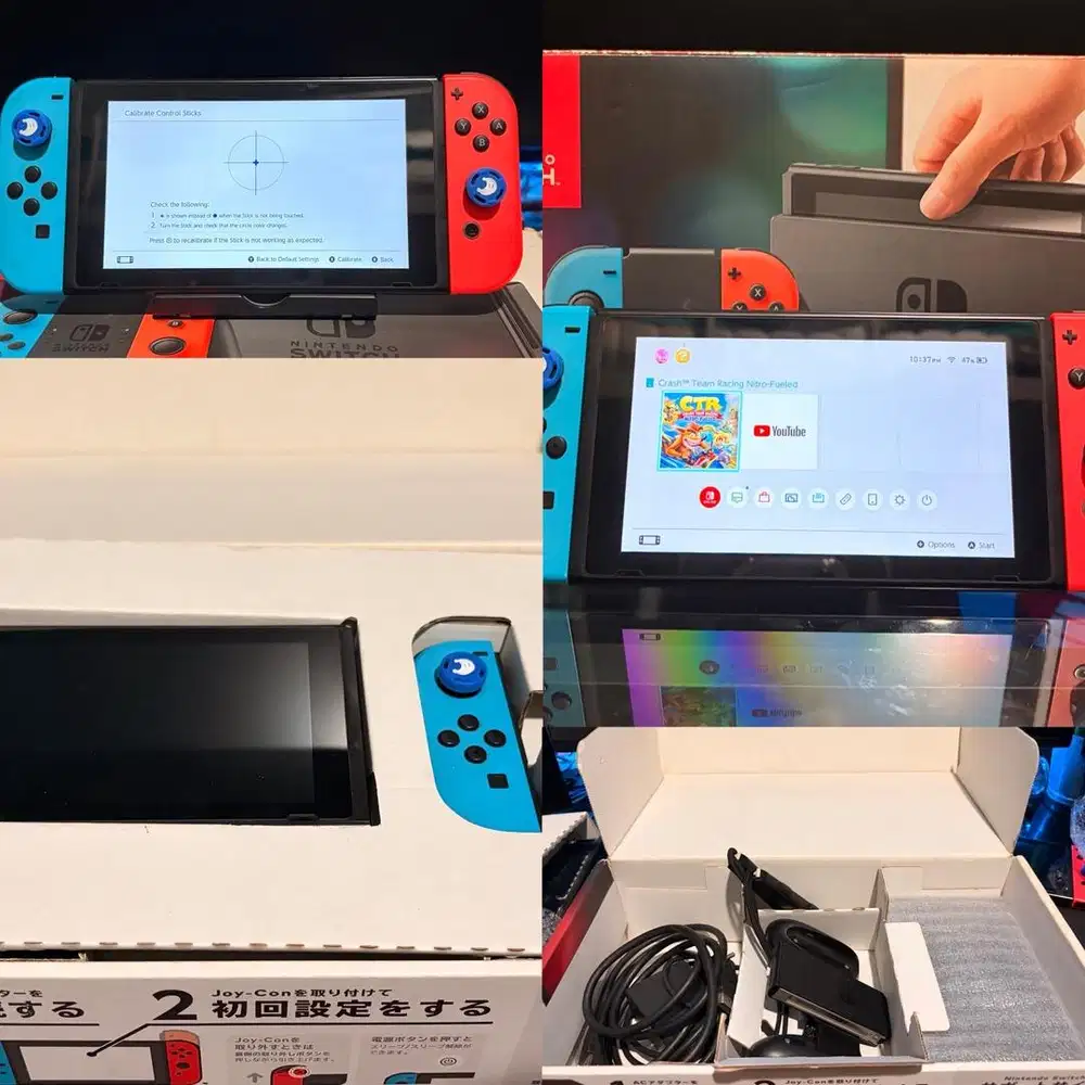 Nintendo Switch V1 Neon Blue Murah Fullset ORI, Bonus Game + TG
