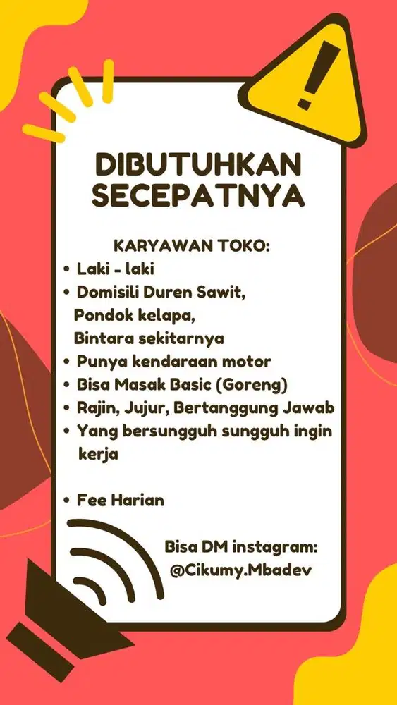LOWONGAN KERJA KARYAWAN TOKO