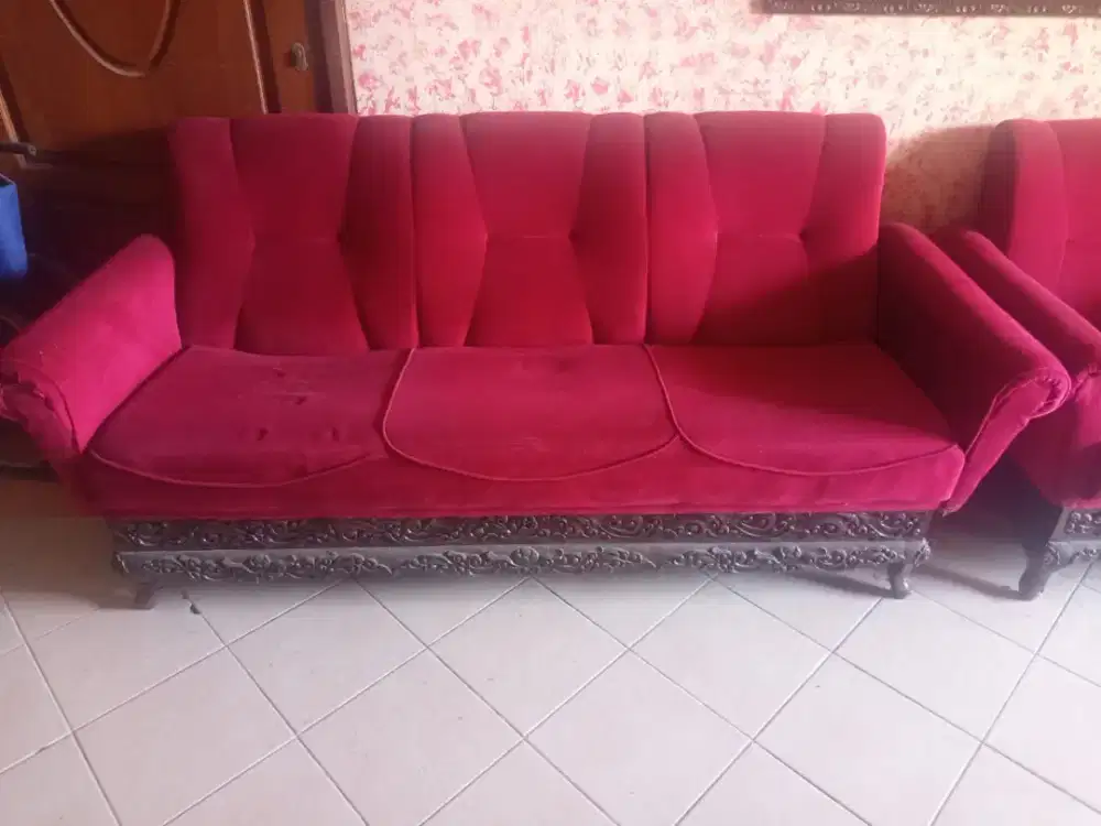 Di jual 1 set sofa kayu jati antik