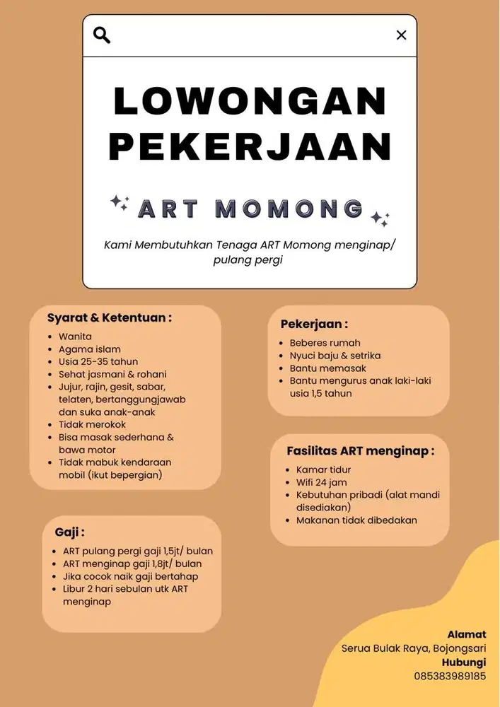 Dicari ART + Momong