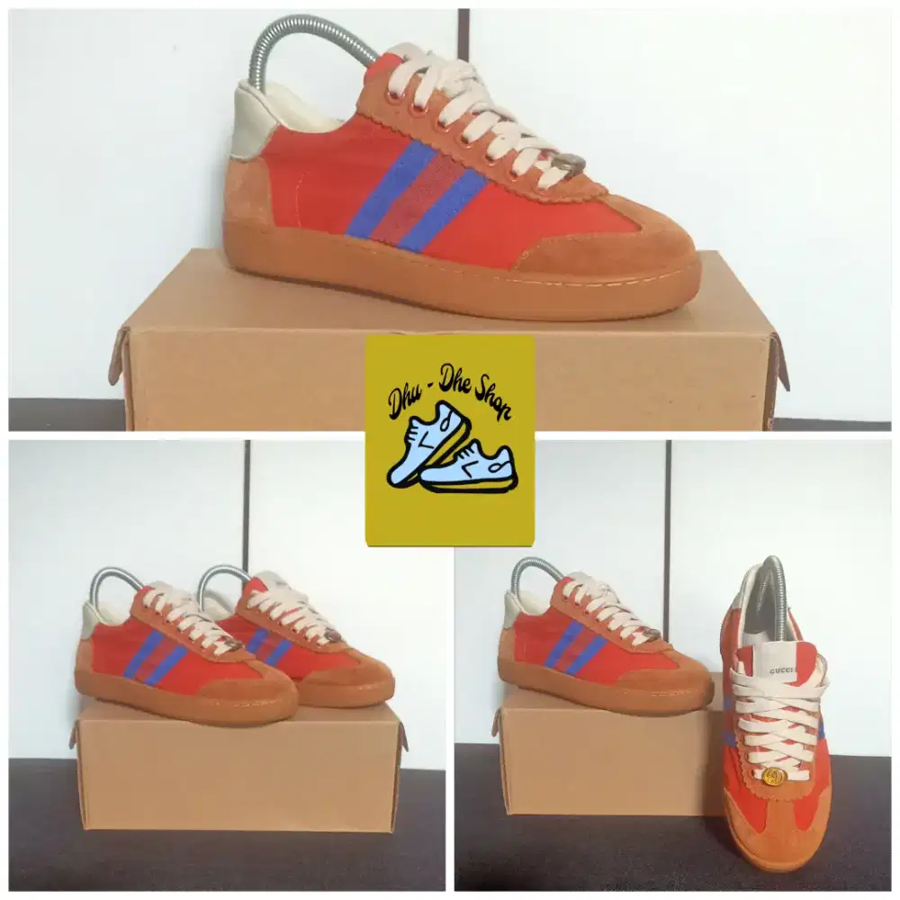 Sepatu sneaker Gucci size 37 kombinasi Suede+ kulit mewah