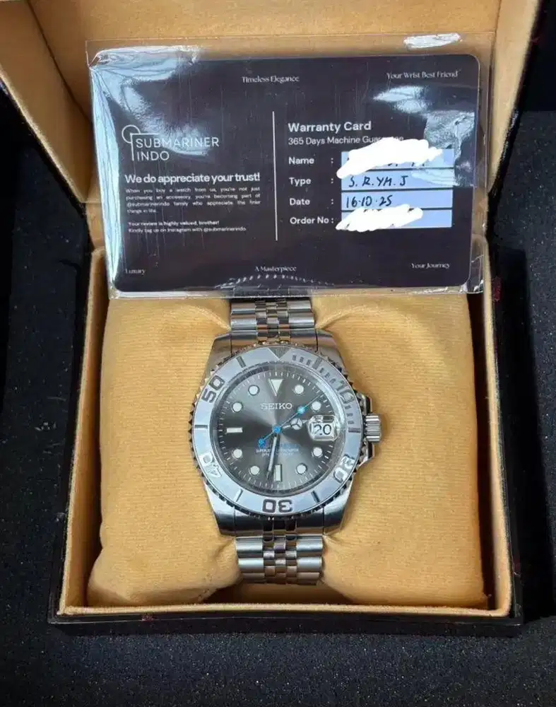JAM TANGAN SEIKO MOD SUBMARINE WACTH MASTER SILVER FULLSET...