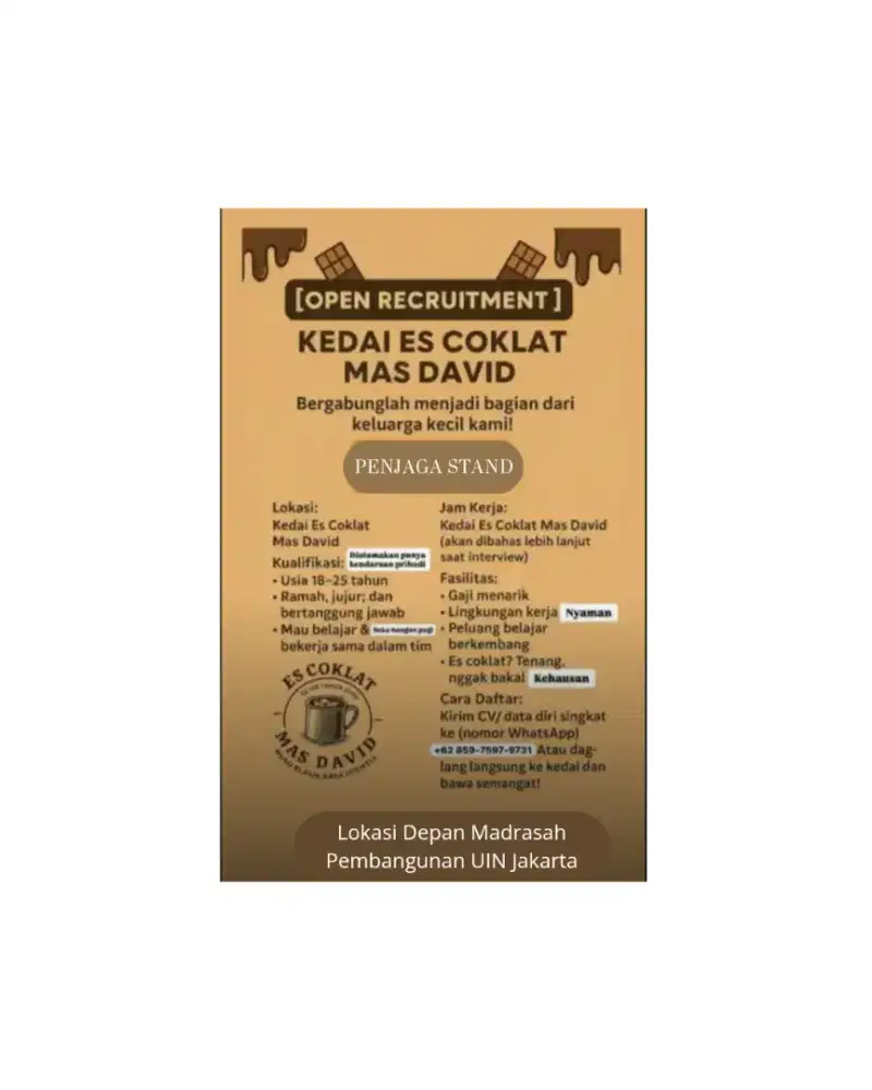 Loker Waiters Es Coklat Mas David