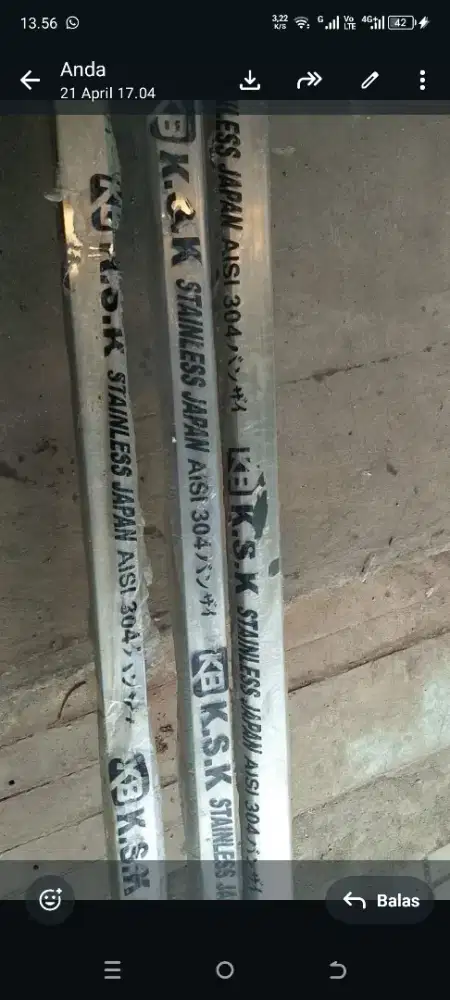 Hollo stainless 304  UK 50x50tebel 2mm panjang 6mtr