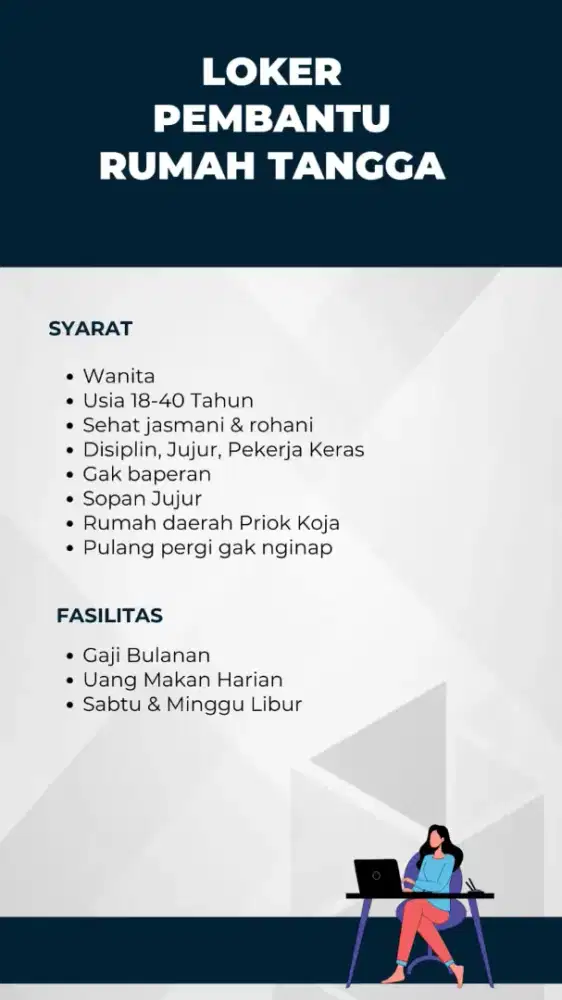 LOWONGAN KHUSUS WANITA SAJA YA