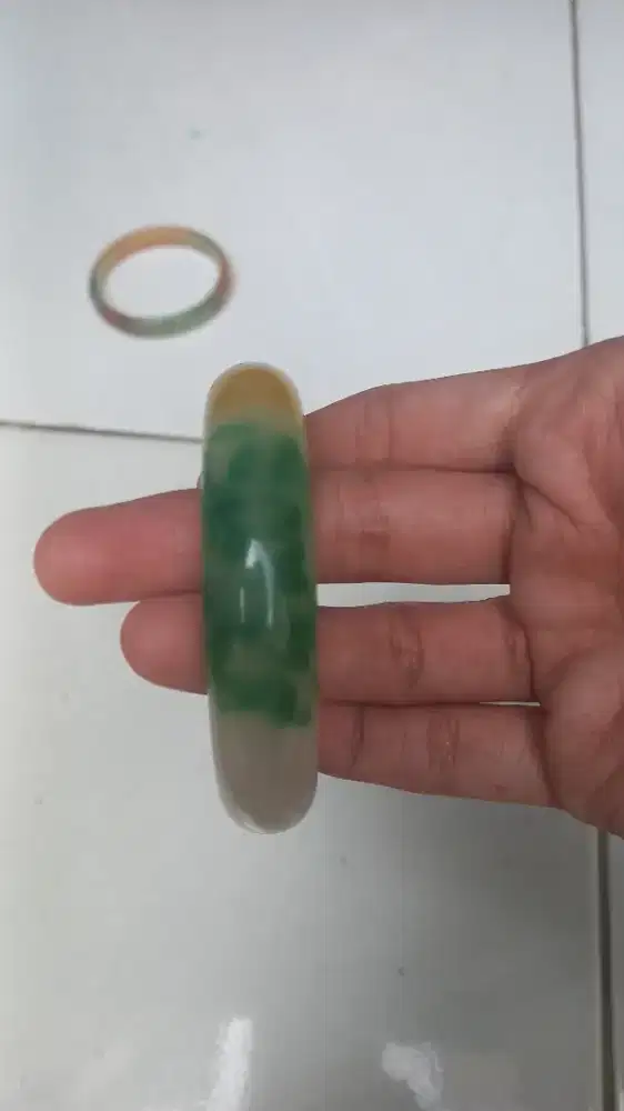 Gelang Giok Fu Lu Shou Jadeite  – Icy & 3 Warna