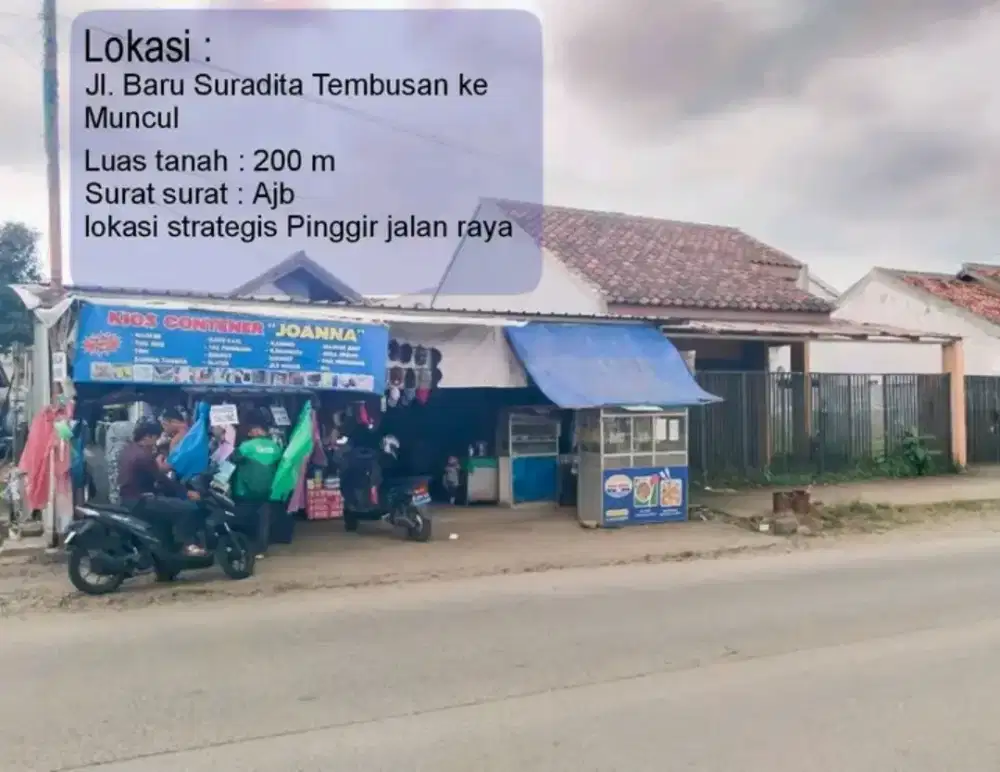 Dijual tanah 200 mtr dijalan raya suradita