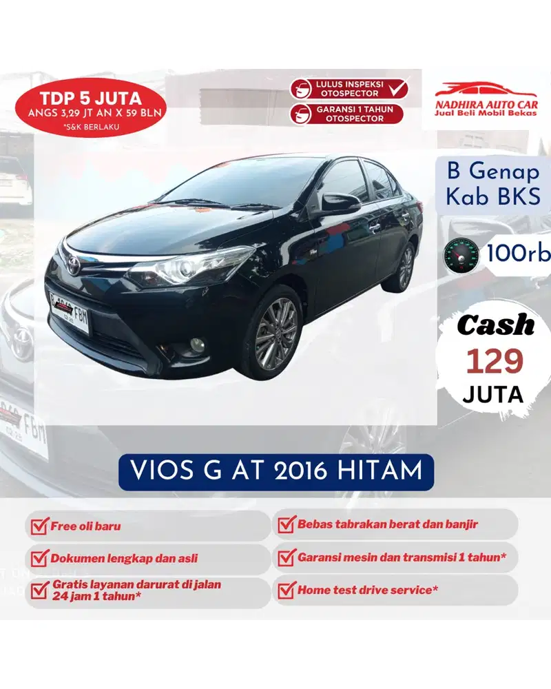 DP 5 Juta Vios G AT 2016 Hitam
