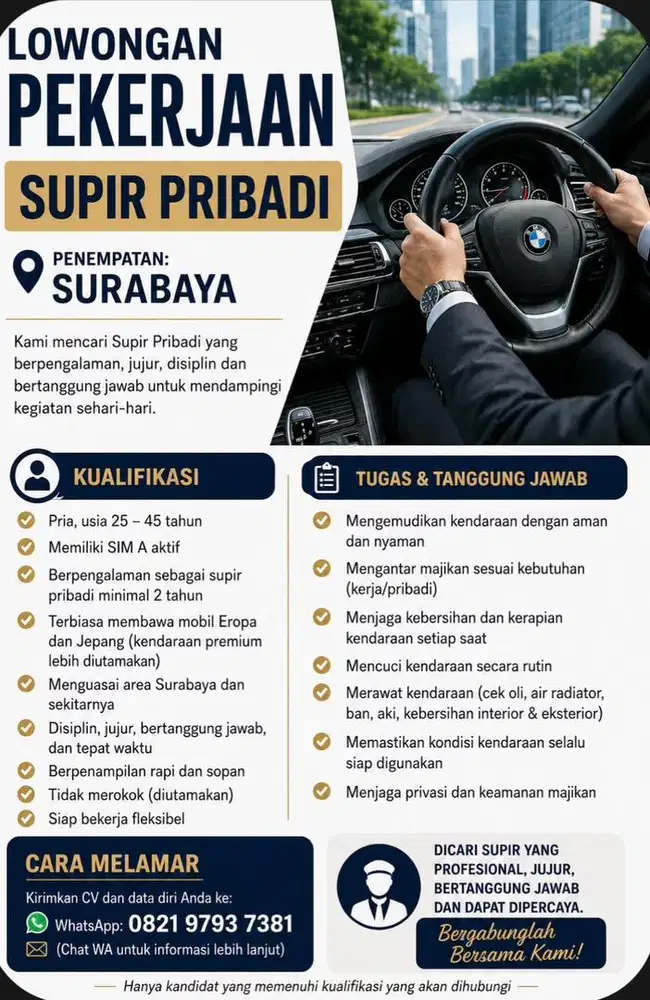 Supir Driver sekitar Surabaya