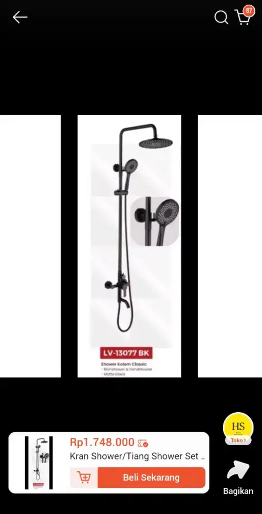 Dijual kran & tiang shower merk Lavenia