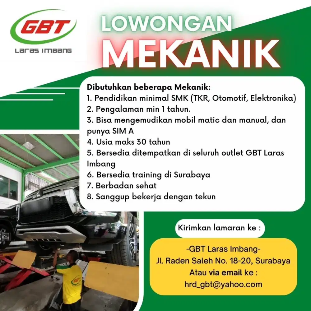 LOWONGAN MEKANIK MOBIL