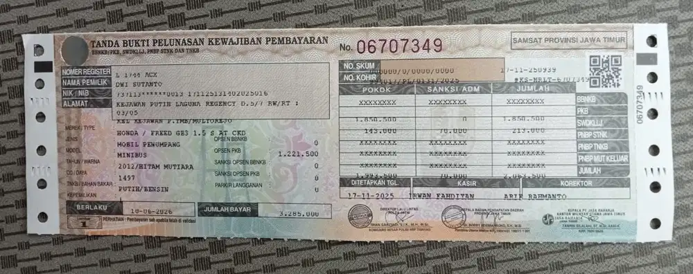 Honda Freed 2012 Listrik