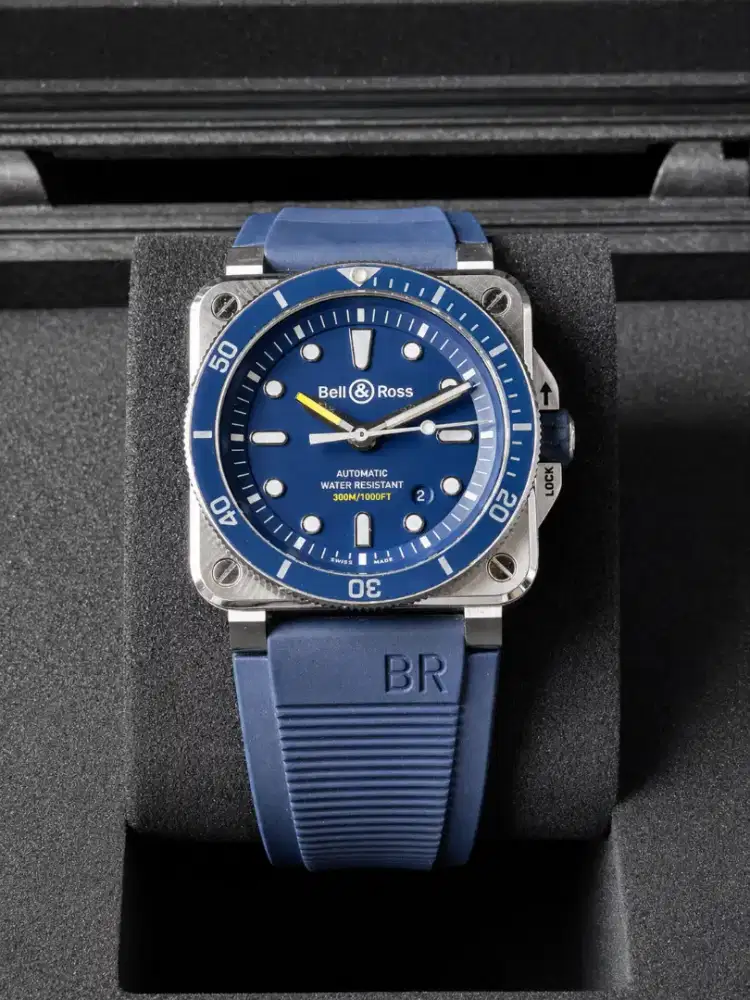 Bell & Ross BR03-92 Auto Blue Diver Steel Rubber Strap