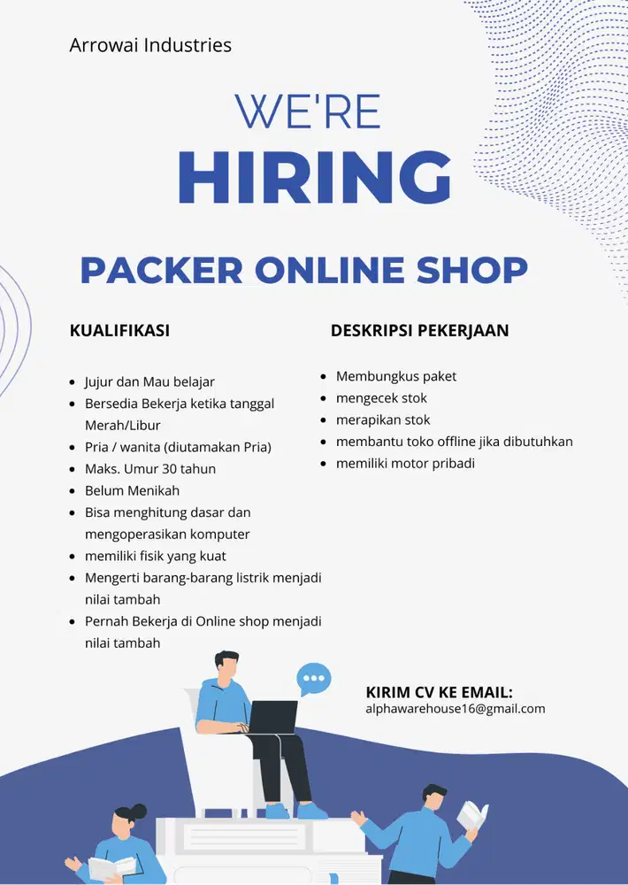 Lowongann Pekerjaan untuk Toko Onlinne Shop dan Offlie Shop