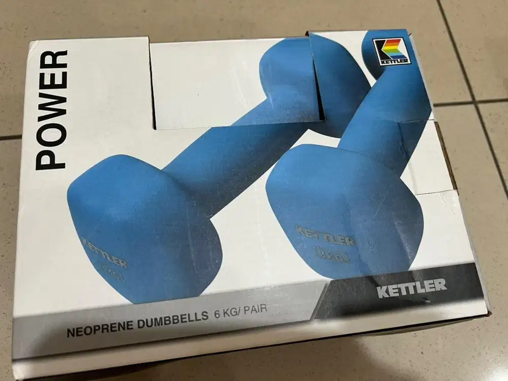 Kettler Neoprene Dumbbells.  * Total Weight: 6 KG per pair (2 x 3 KG)