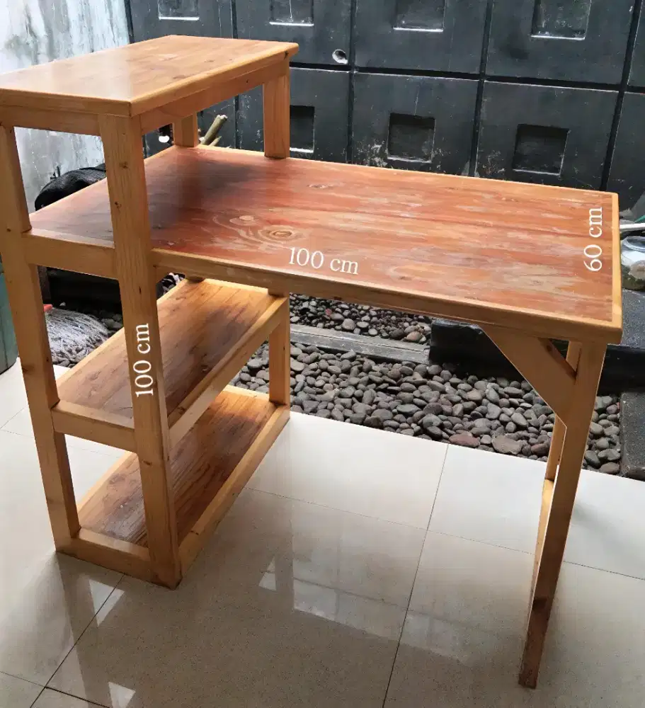 MEJA KERJA/BELAJAR CUSTOM KAYU PINUS FREE KURSI FUTURA