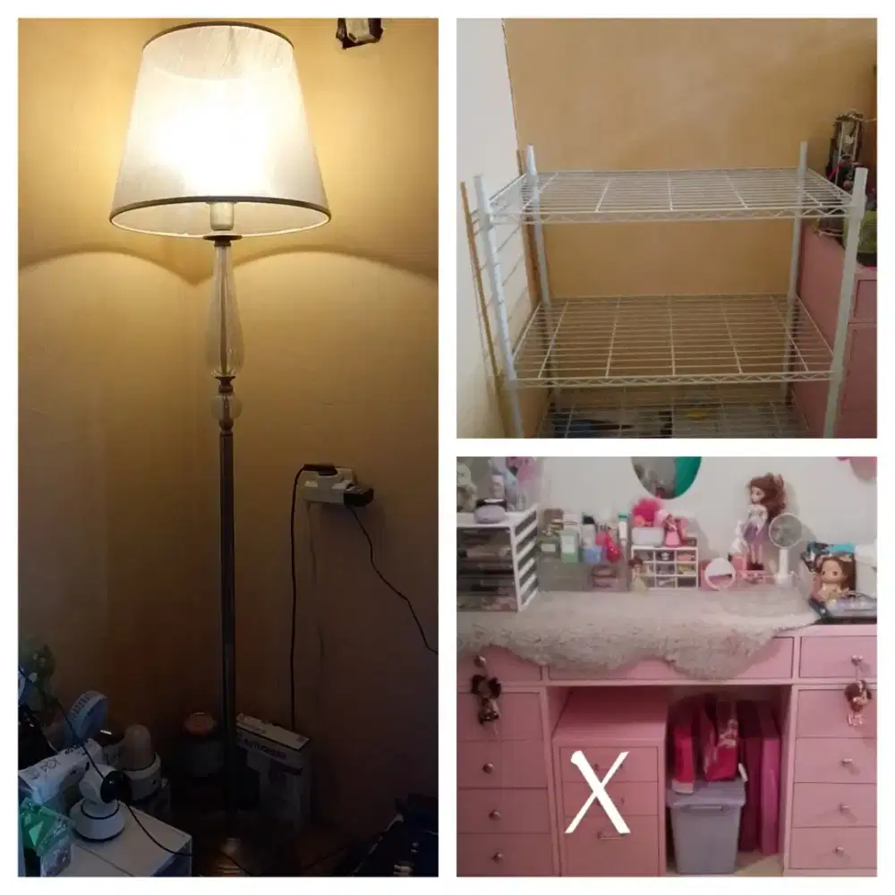 Rak krisbow 3 tingkat, Lampu dekorasi, dan meja rias