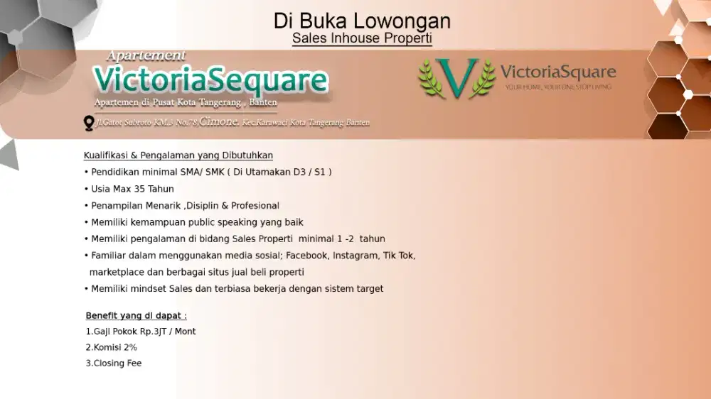 LOWONGAN KERJA SALES  Apartemen & Rumah