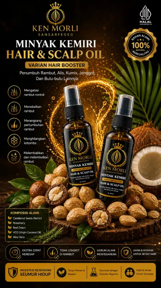 Minyak kemiri varian hair booster dengan 5 bahan alami satu-satunya