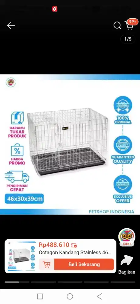 Kandang anjing stainless octagon