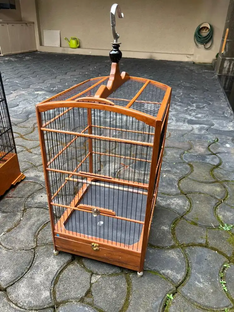 Sangkar burung laci kotak 36x41cm jati ruji fiber