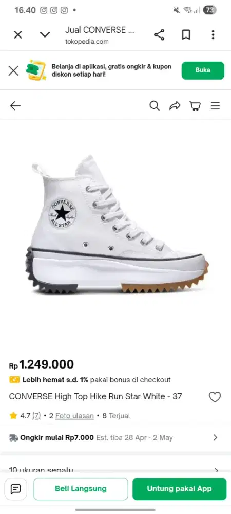 CONVERSE High Top Hike Run Star White