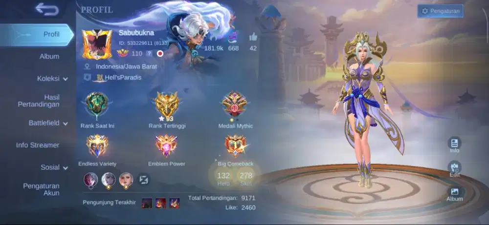 Jual akun mobile legend