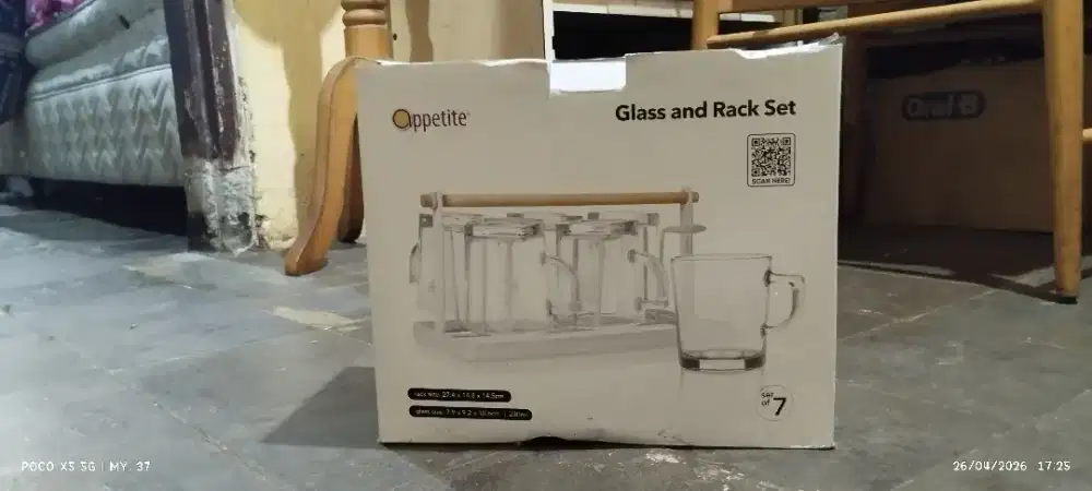 Appetite 230 Ml Set Milford Gelas Kaca Dengan Rak - Putih