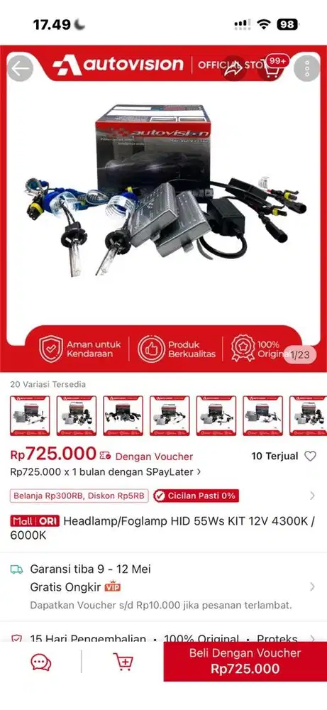 Lampu depan ex mobil ford fiesta