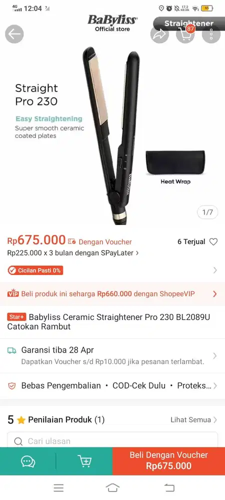 Catok rambut merk BaByliss bekas