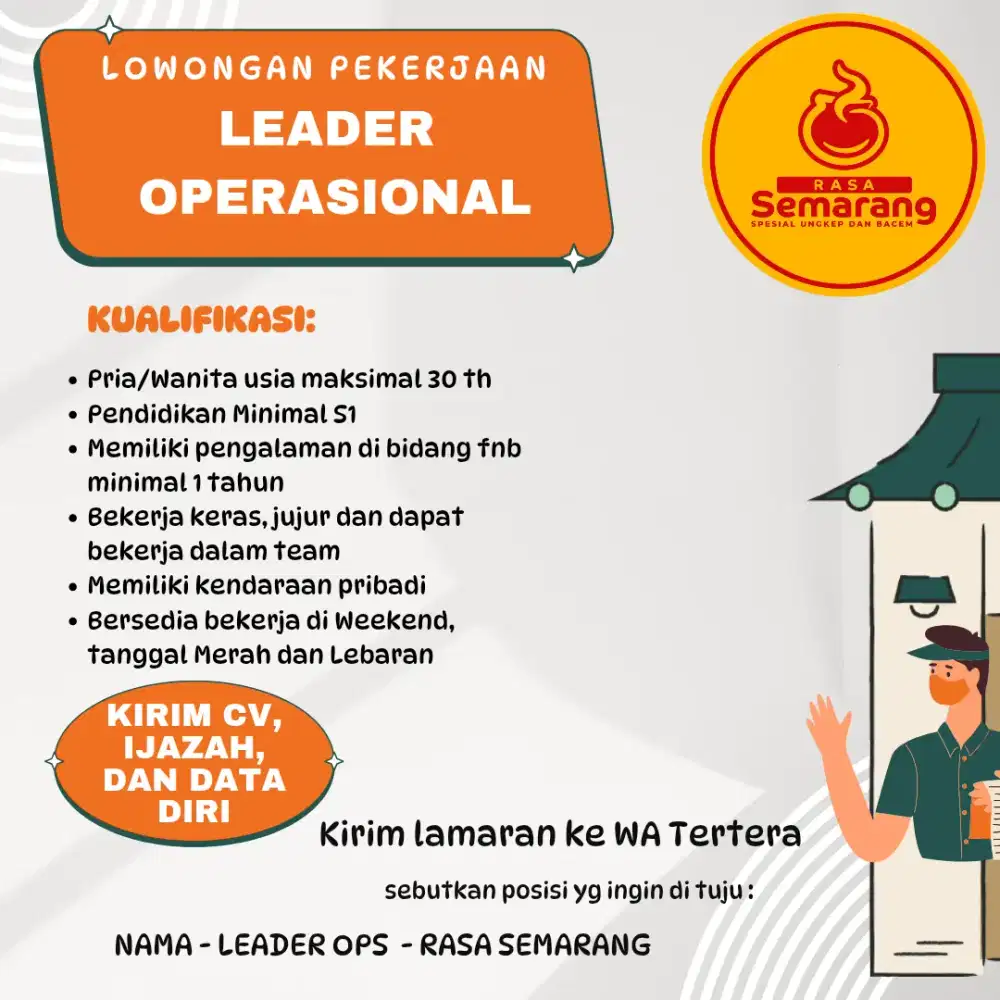 LOWONGAN LEADER OPERASIONAL