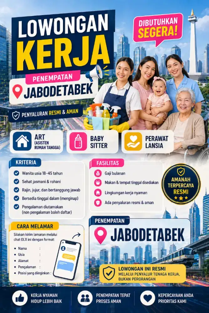 Lowongan kerja terbaru art dan babysitter utk Jabodetabek