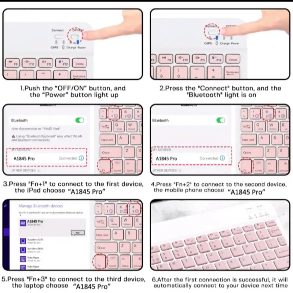 Wireless Bluetooth Keyboard Mouse Set Lightweight Portable