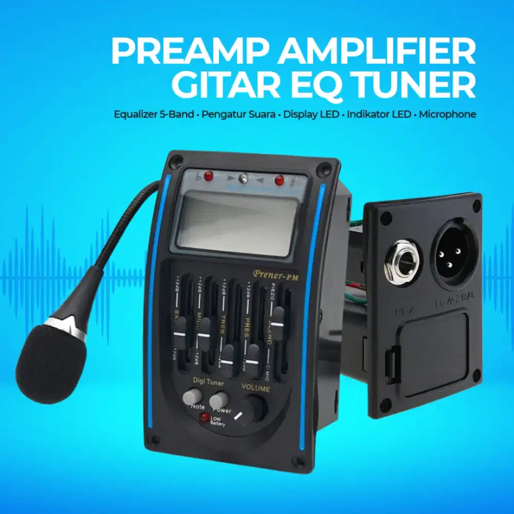 Preamp Amplifier Gitar EQ Tuner dengan Microphone