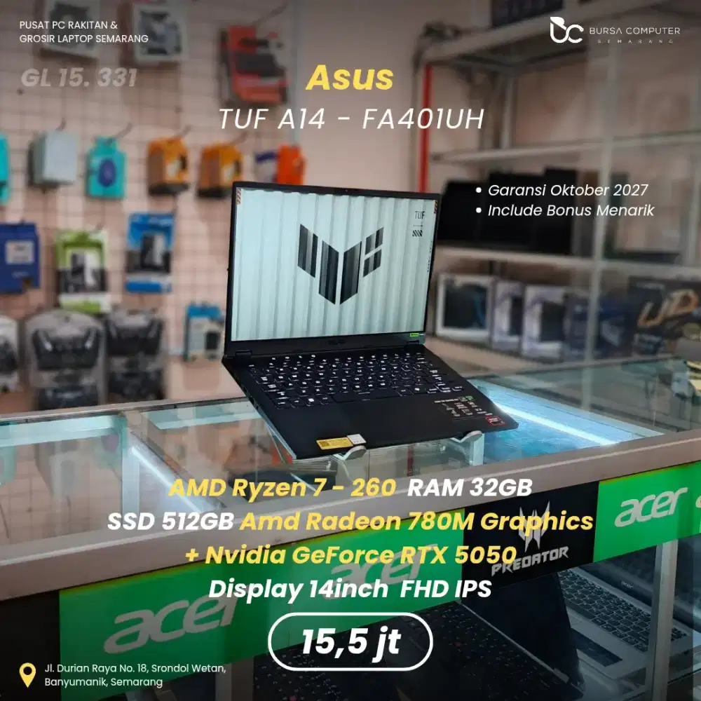 ASUS TUF Gaming A14-FA401UH | Ryzen 7 260 32GB 512GB RTX5050 8GB