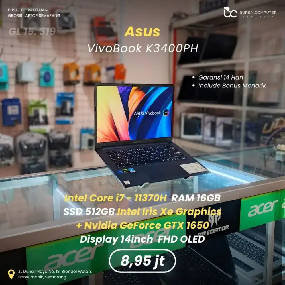 ASUS Vivobook Pro 14-K3400PH | Core i7 11370H 16GB 512GB GTX1650