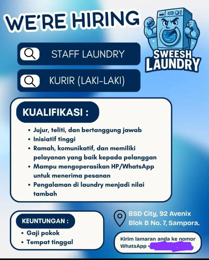 Loker sebagai staff dan kurir laundry