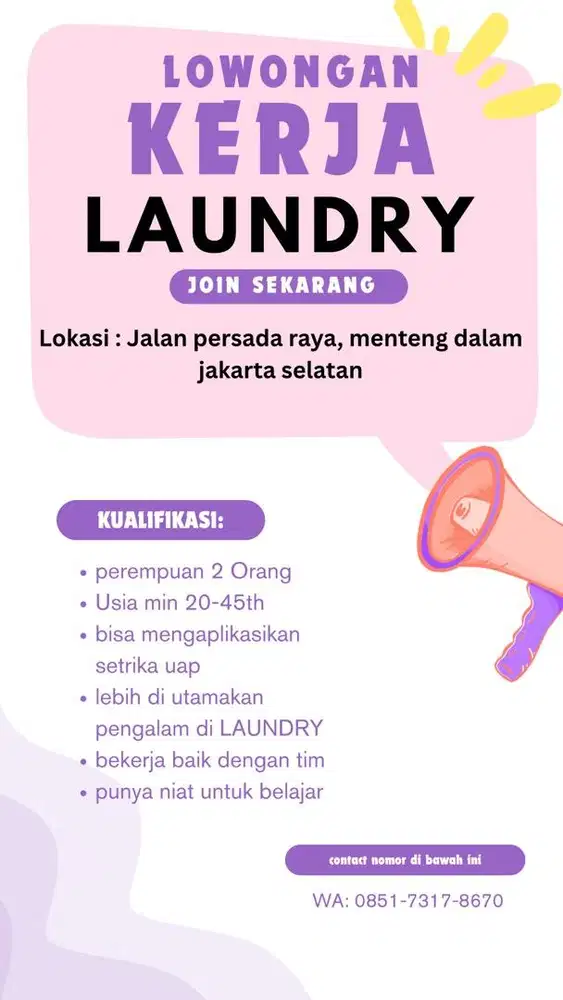 lowongan kerja LAUNDRY