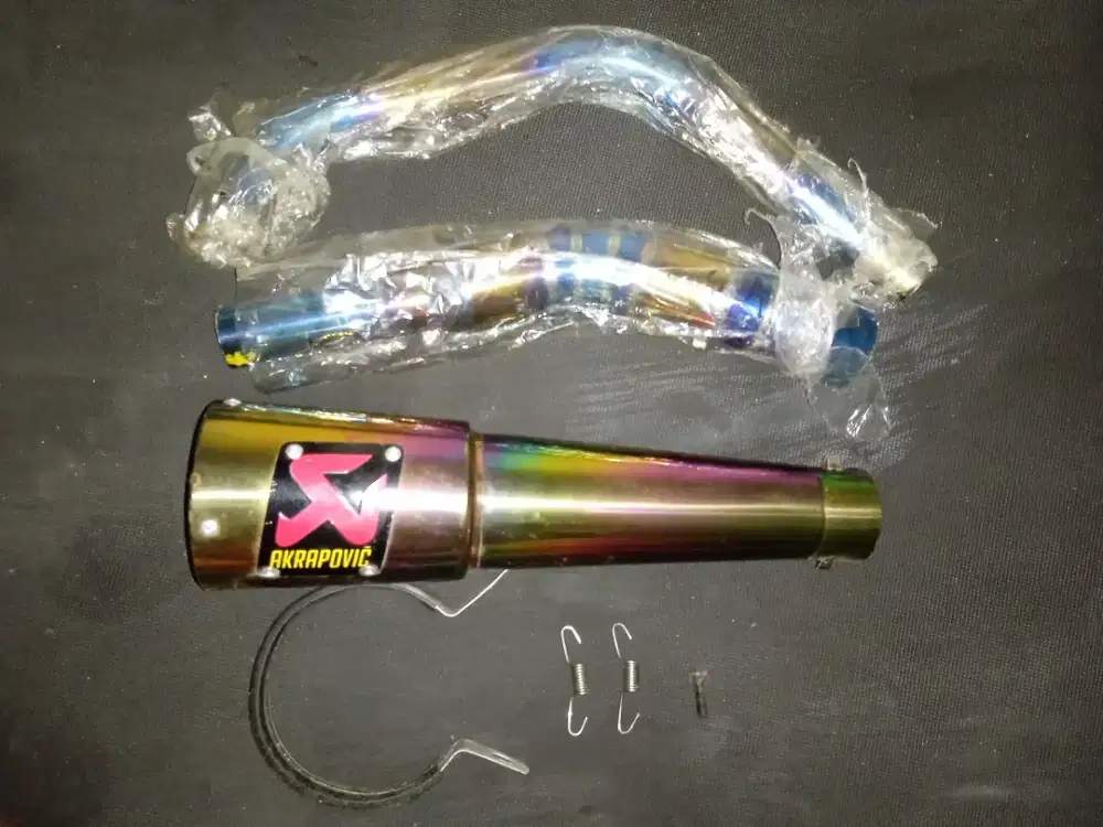 Knalpot Racing Akrapovic Gelas pelangi, Leher blue moon New CBR 150R