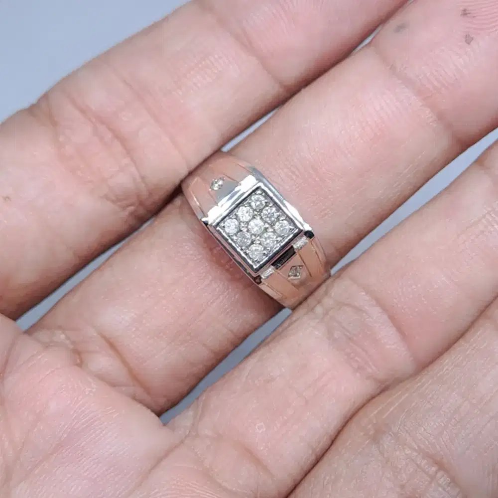 Cincin pria perak full berlian eropa