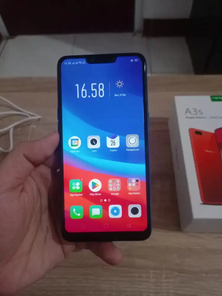Hp oppo a3s fullset ram6gb dan internal 128gb mulus aman ok ok smua