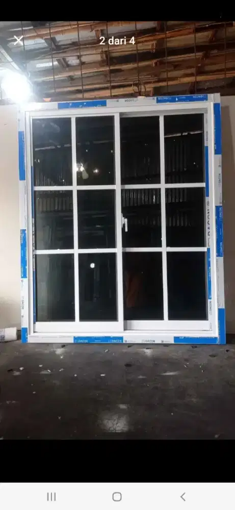 Jendela geser aluminium ornamen T120cm L120cm harga kepasang 1,9 jt