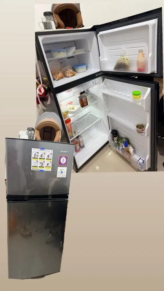 Kulkas Sharp 2 pintu 99% Mulus + free kompor Rinai