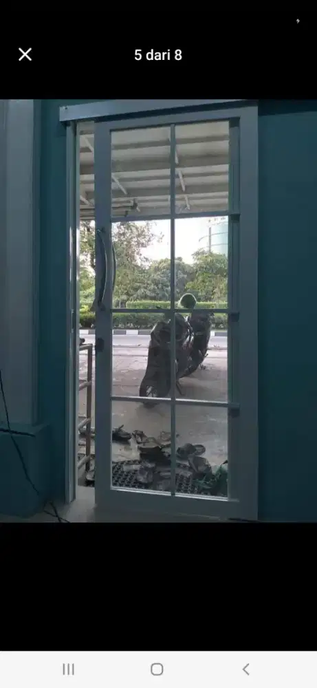 Pintu geser aluminium ornamen T210cm L90cm harga 1 set terpasang 2,6jt
